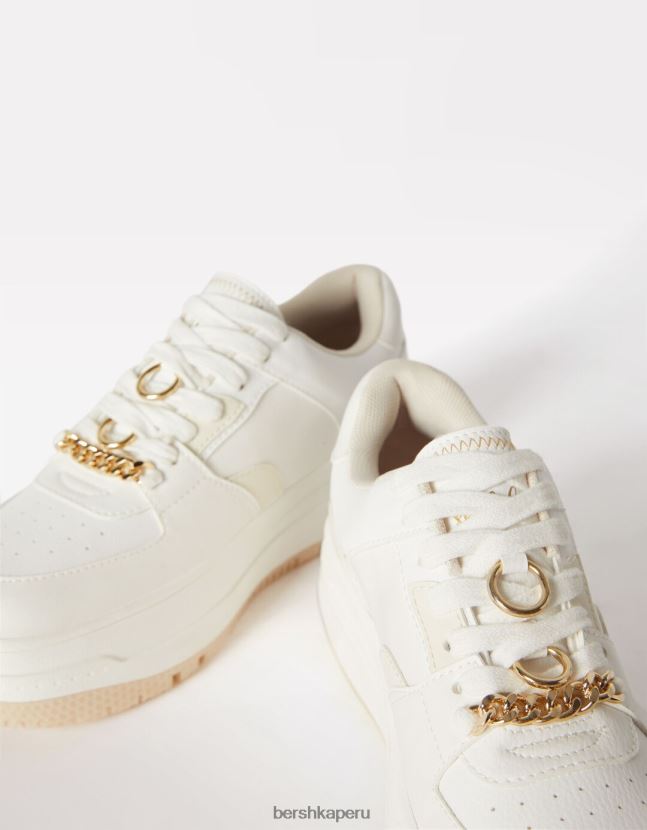 blanco Bershka mujer tenis con plataforma y pedrería 806J6B2102