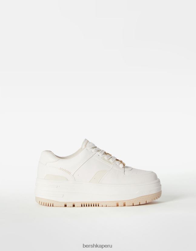 blanco Bershka mujer tenis con plataforma y pedrería 806J6B2102