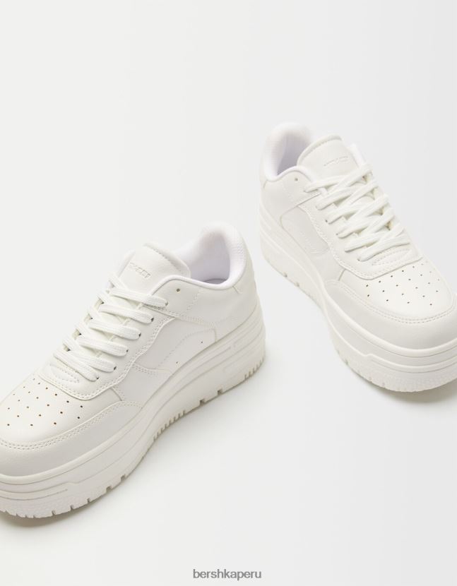 blanco Bershka mujer tenis monocromáticos con plataforma 806J6B2085