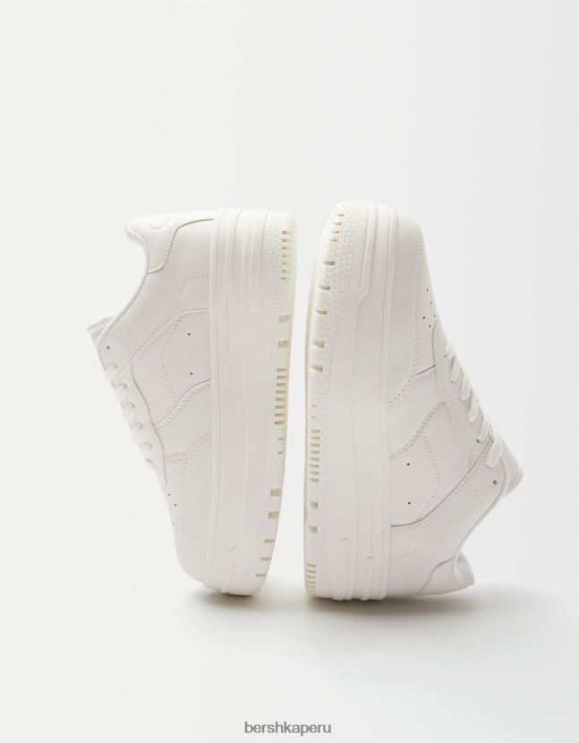 blanco Bershka mujer tenis monocromáticos con plataforma 806J6B2085