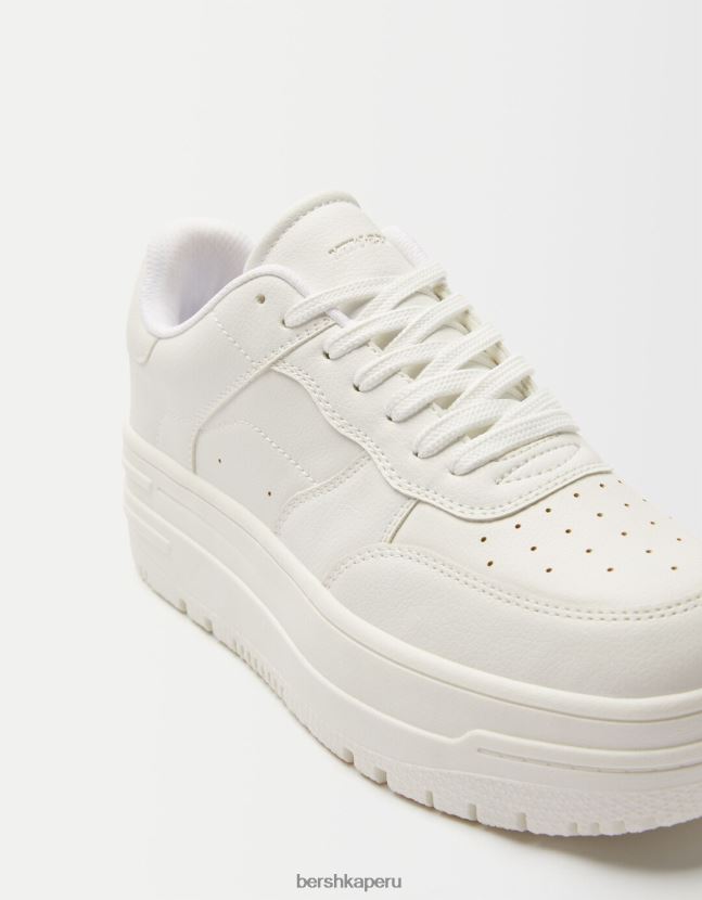 blanco Bershka mujer tenis monocromáticos con plataforma 806J6B2085