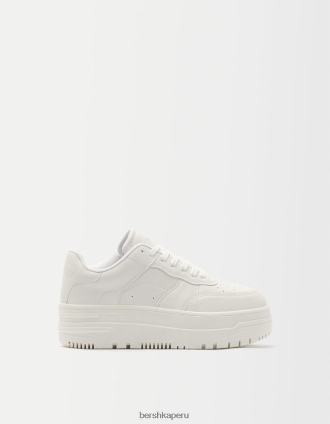 blanco Bershka mujer tenis monocromáticos con plataforma 806J6B2085