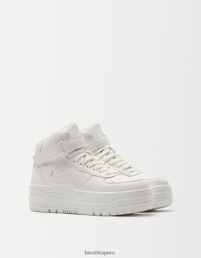 blanco Bershka mujer zapatillas altas con correa 806J6B2105