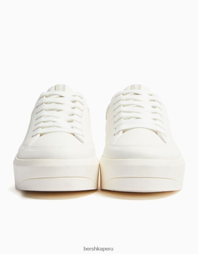 blanco Bershka mujer zapatillas deportivas con plataforma y detalle de pespuntes 806J6B2089