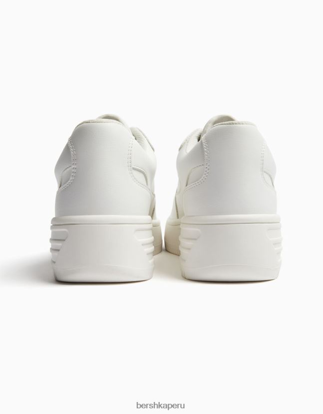 blanco Bershka mujer zapatillas deportivas con plataforma y detalle de pespuntes 806J6B2131