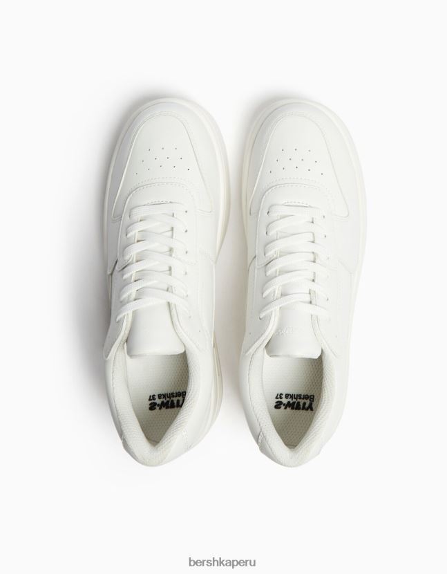 blanco Bershka mujer zapatillas deportivas con plataforma y detalle de pespuntes 806J6B2131