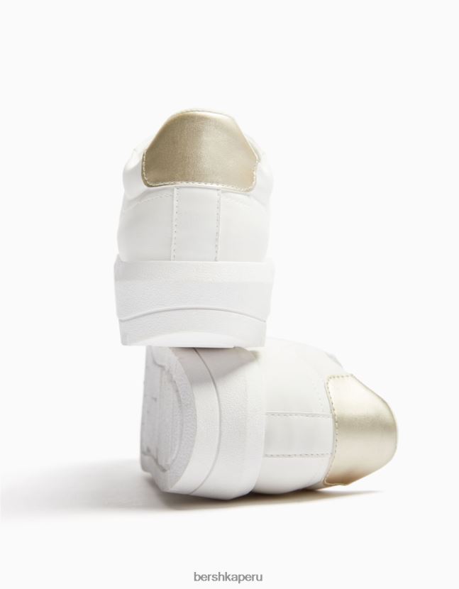 blanco Bershka mujer zapatillas deportivas con plataforma y detalles metalizados 806J6B2090