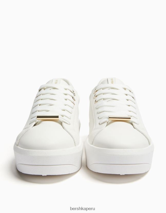 blanco Bershka mujer zapatillas deportivas con plataforma y detalles metalizados 806J6B2090