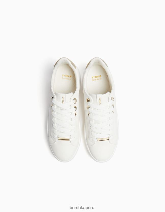 blanco Bershka mujer zapatillas deportivas con plataforma y detalles metalizados 806J6B2090