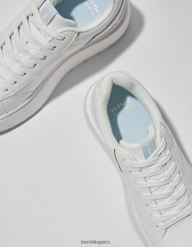 blanco Bershka mujer zapatillas deportivas con plataforma y detalles metalizados 806J6B2119