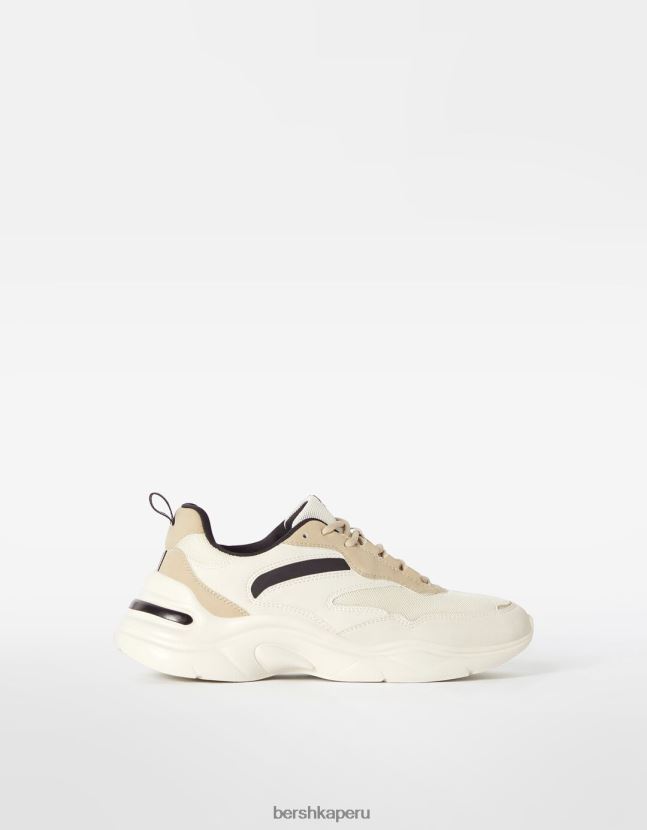 blanco Bershka mujer zapatillas en contraste con detalle de malla 806J6B2095