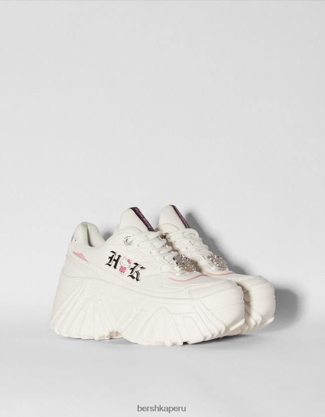 blanco Bershka mujer zapatillas hello kitty con plataforma y detalle de pedrería 806J6B2063