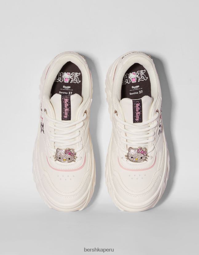 blanco Bershka mujer zapatillas hello kitty con plataforma y detalle de pedrería 806J6B2063