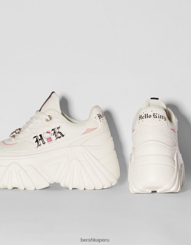 blanco Bershka mujer zapatillas hello kitty con plataforma y detalle de pedrería 806J6B2063