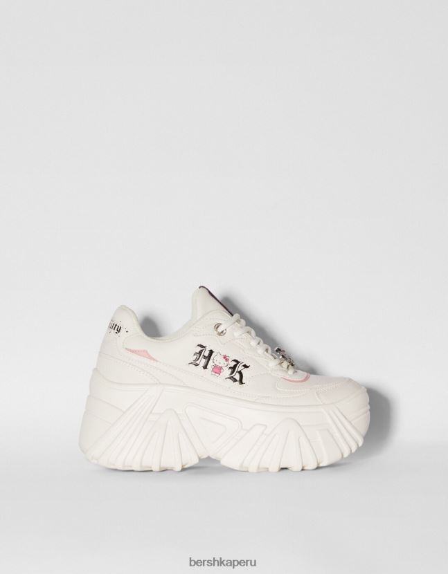 blanco Bershka mujer zapatillas hello kitty con plataforma y detalle de pedrería 806J6B2063