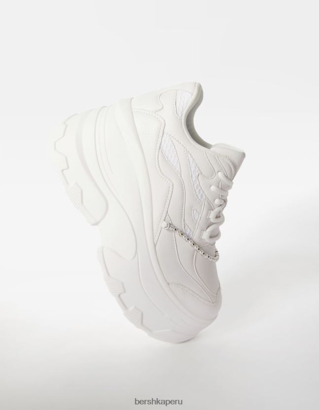 blanco Bershka mujer zapatillas xl con plataforma y correa en el tobillo 806J6B2077