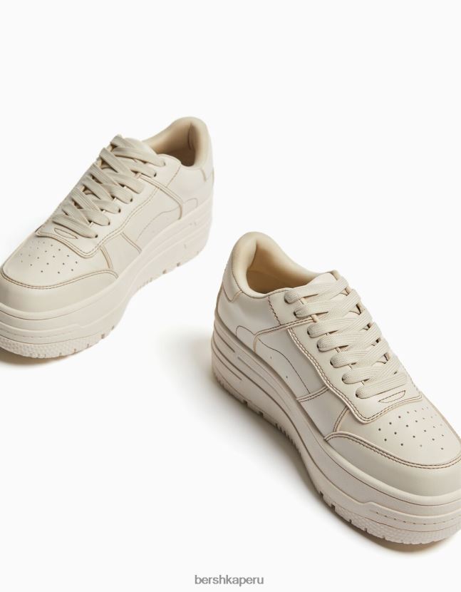 crudo Bershka mujer tenis monocromáticos con plataforma 806J6B2103