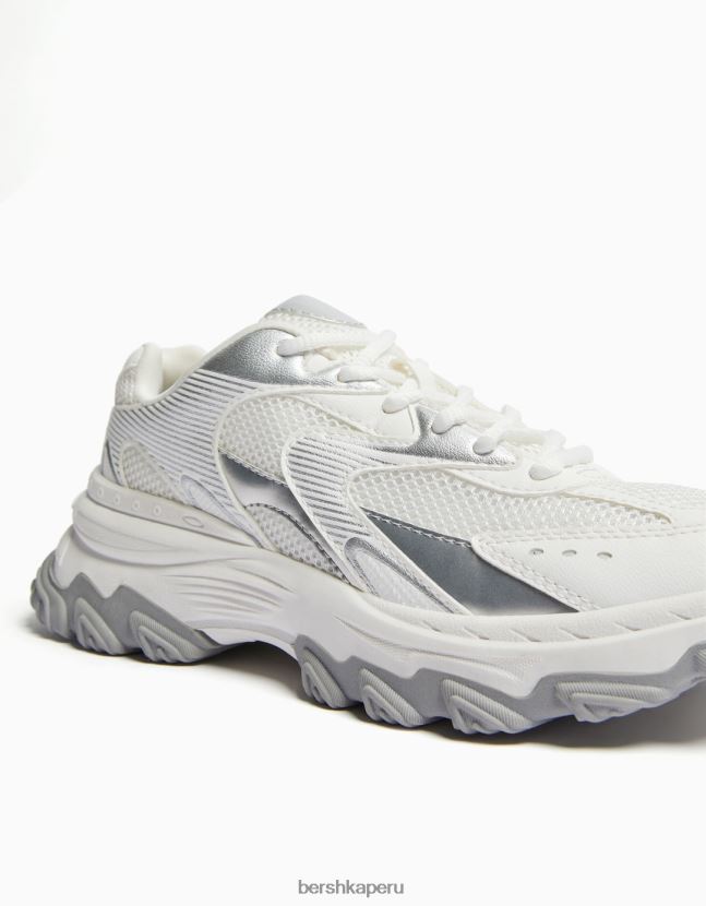 multicolor Bershka mujer zapatillas en contraste con detalle de malla 806J6B1876