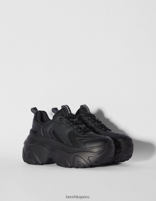negro Bershka mujer deportivas con malla a contraste y suela xl 806J6B2097