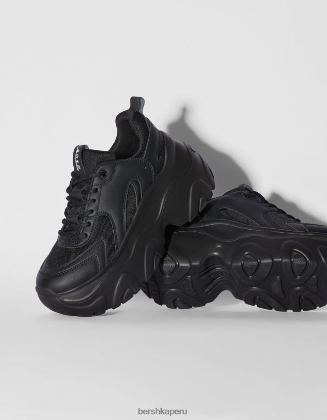negro Bershka mujer deportivas con malla a contraste y suela xl 806J6B2097