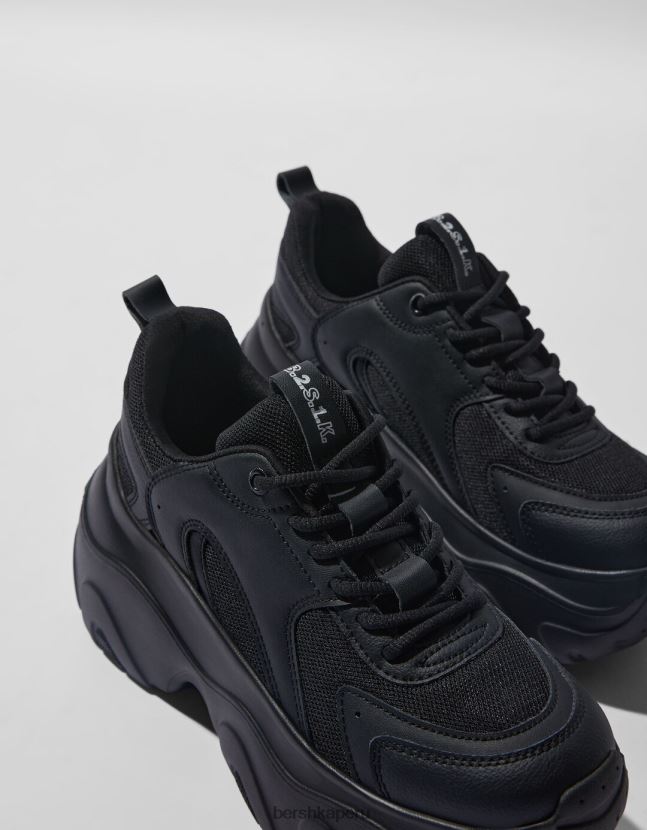 negro Bershka mujer deportivas con malla a contraste y suela xl 806J6B2097