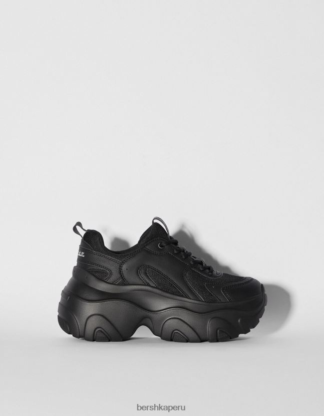 negro Bershka mujer deportivas con malla a contraste y suela xl 806J6B2097