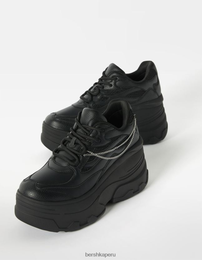 negro Bershka mujer zapatillas xl plataforma detalle cadena 806J6B2078