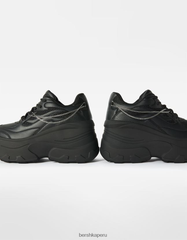 negro Bershka mujer zapatillas xl plataforma detalle cadena 806J6B2078