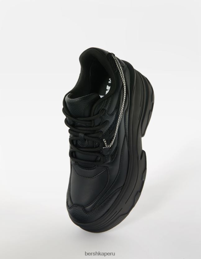 negro Bershka mujer zapatillas xl plataforma detalle cadena 806J6B2078