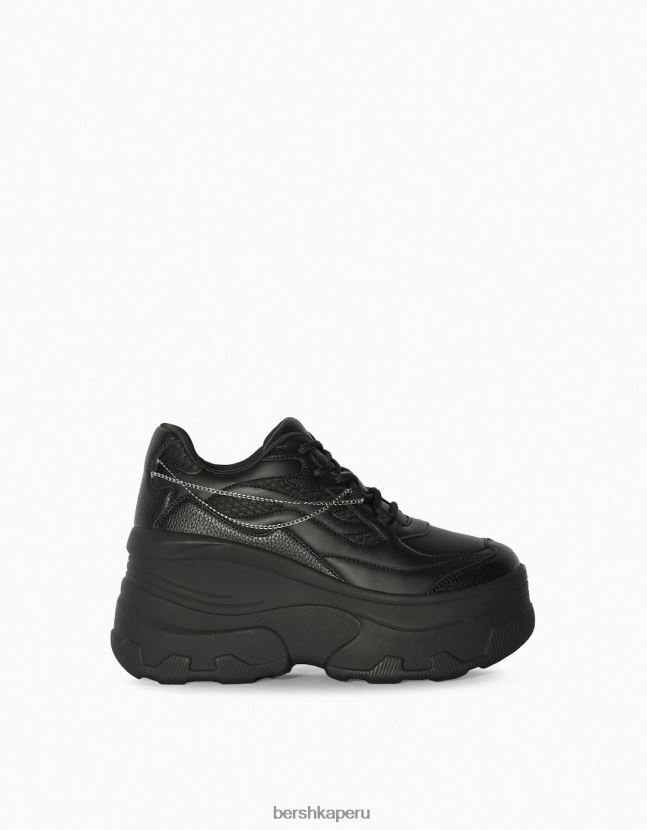 negro Bershka mujer zapatillas xl plataforma detalle cadena 806J6B2078