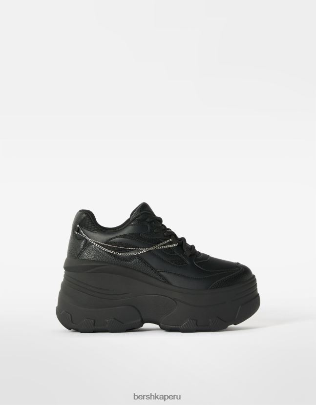 negro Bershka mujer zapatillas xl plataforma detalle cadena 806J6B2078