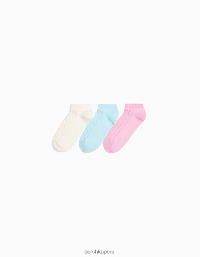 azul claro Bershka unisexo pack de 3 calcetines tobilleros textura 806J6B4207