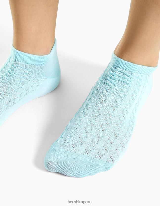 azul claro Bershka unisexo pack de 3 calcetines tobilleros textura 806J6B4207