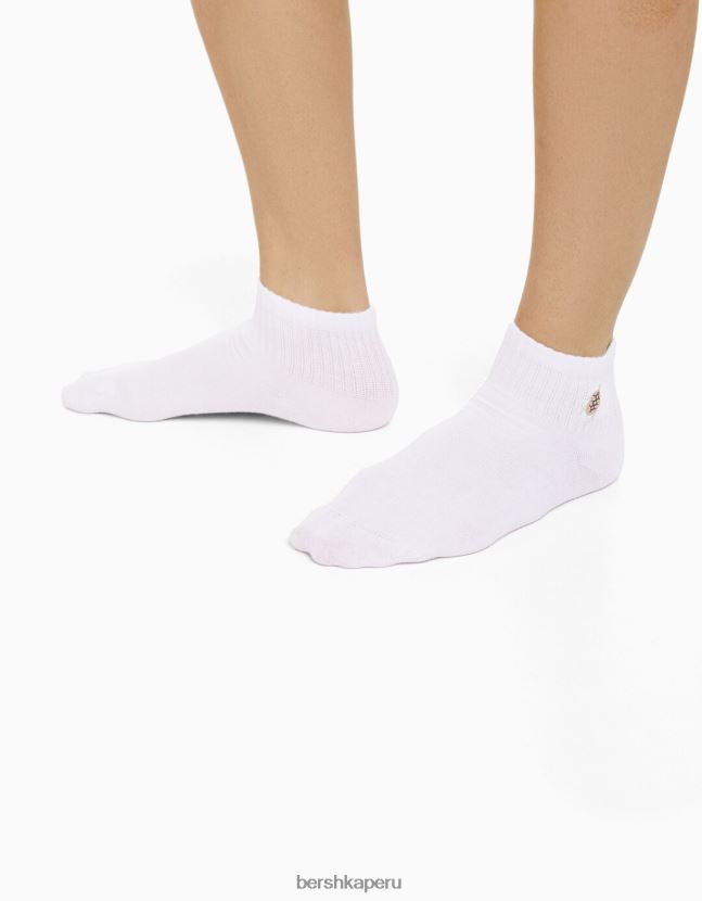 beige Bershka unisexo pack de 3 pares de calcetines bordados 806J6B4235