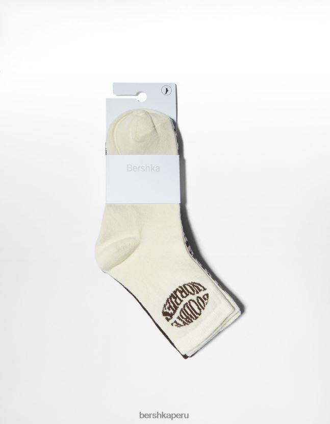 marrón Bershka unisexo Pack de 3 calcetines retro 806J6B4230