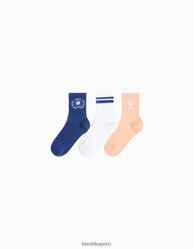 naranja Bershka unisexo pack de 3 pares de calcetines deportivos 806J6B4201