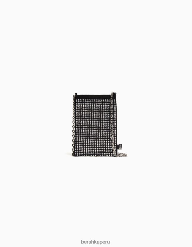 negro Bershka unisexo bolso para celular con tachuelas y cadena 806J6B4202