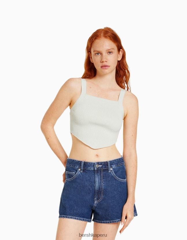 azul Bershka unisexo shorts de mezclilla mom fit 806J6B4019