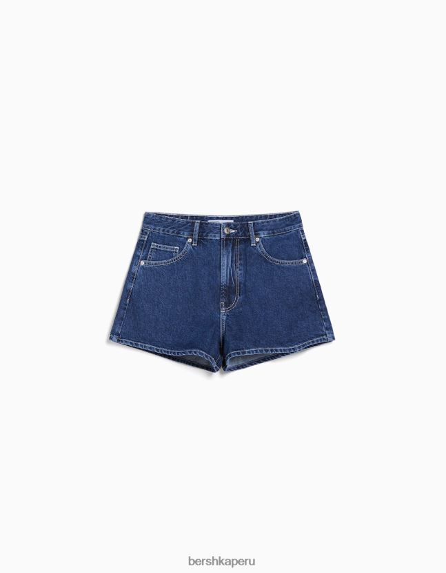 azul Bershka unisexo shorts de mezclilla mom fit 806J6B4019