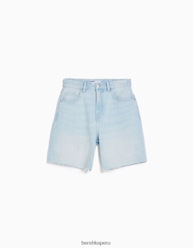 azul claro Bershka unisexo bermudas de mezclilla vintage 806J6B4023