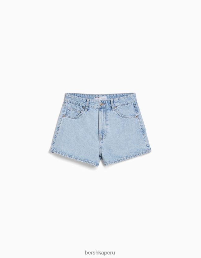 azul claro Bershka unisexo shorts de mezclilla mom fit 806J6B4017