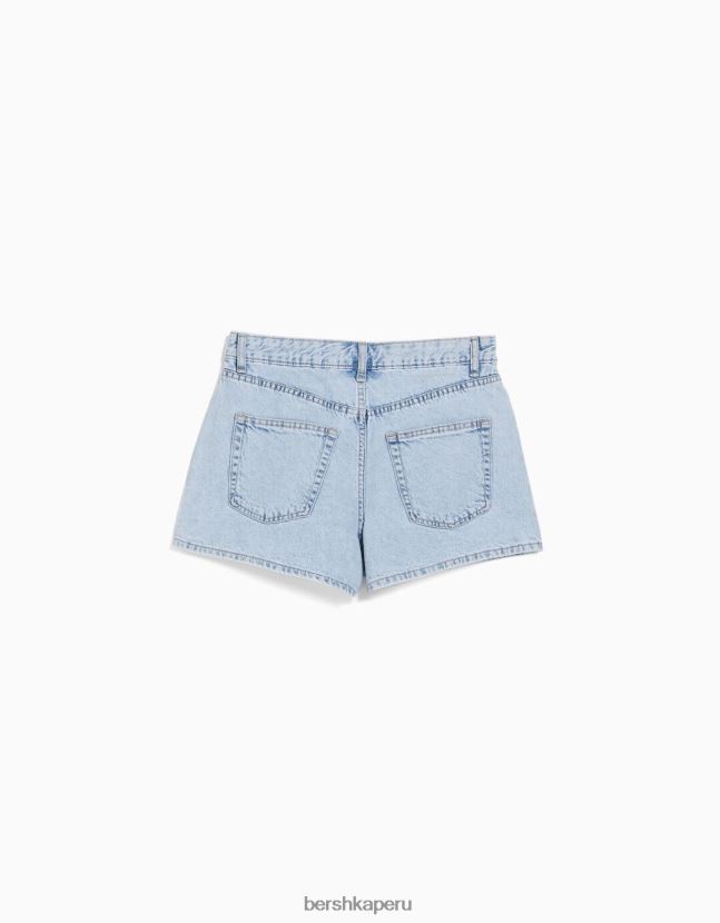 azul claro Bershka unisexo shorts de mezclilla mom fit 806J6B4017