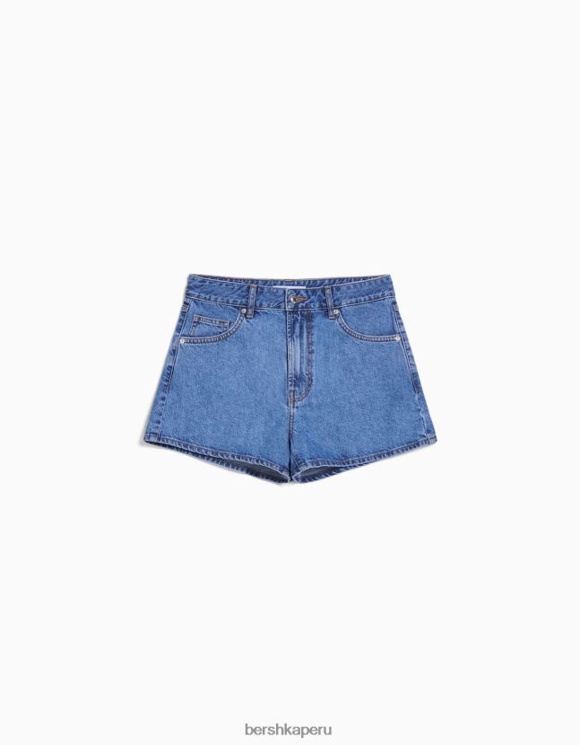 azul claro Bershka unisexo shorts de mezclilla mom fit 806J6B4018