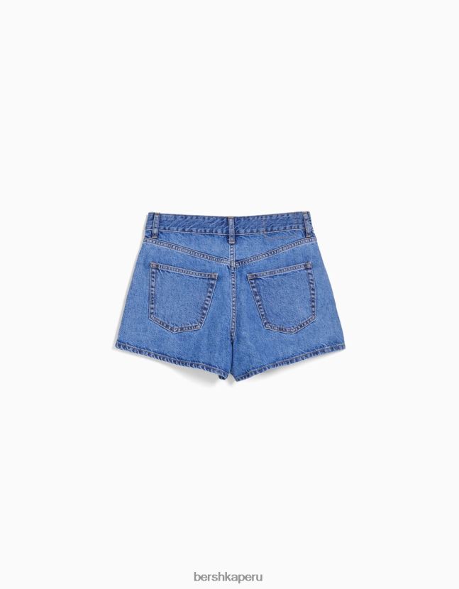 azul claro Bershka unisexo shorts de mezclilla mom fit 806J6B4018