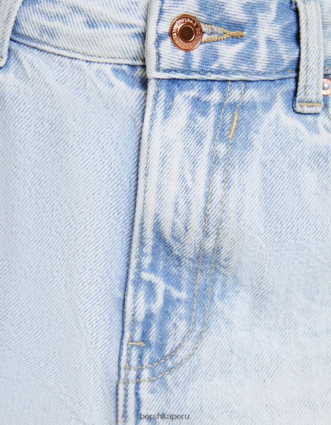azul claro Bershka unisexo shorts de mezclilla rotos vintage 806J6B4053