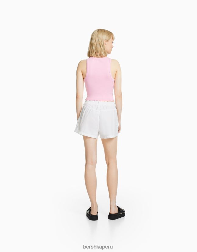 blanco Bershka unisexo bermudas multi cargo de algodón 806J6B4042