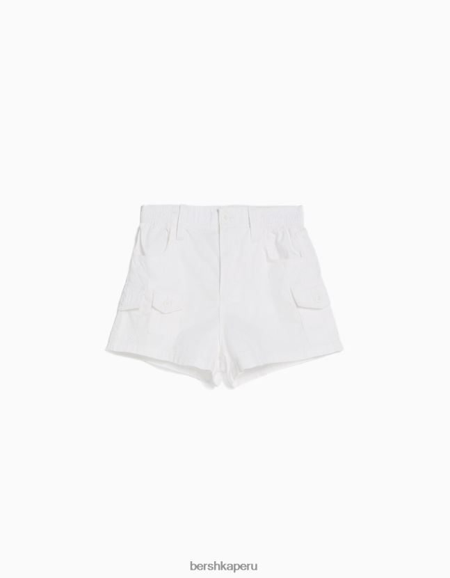 blanco Bershka unisexo bermudas multi cargo de algodón 806J6B4042