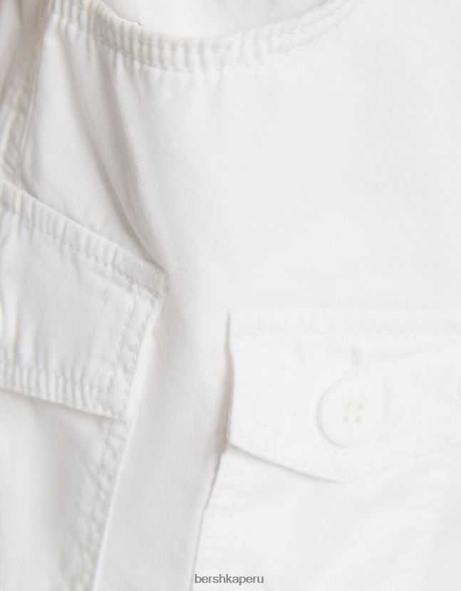blanco Bershka unisexo bermudas multi cargo de algodón 806J6B4042