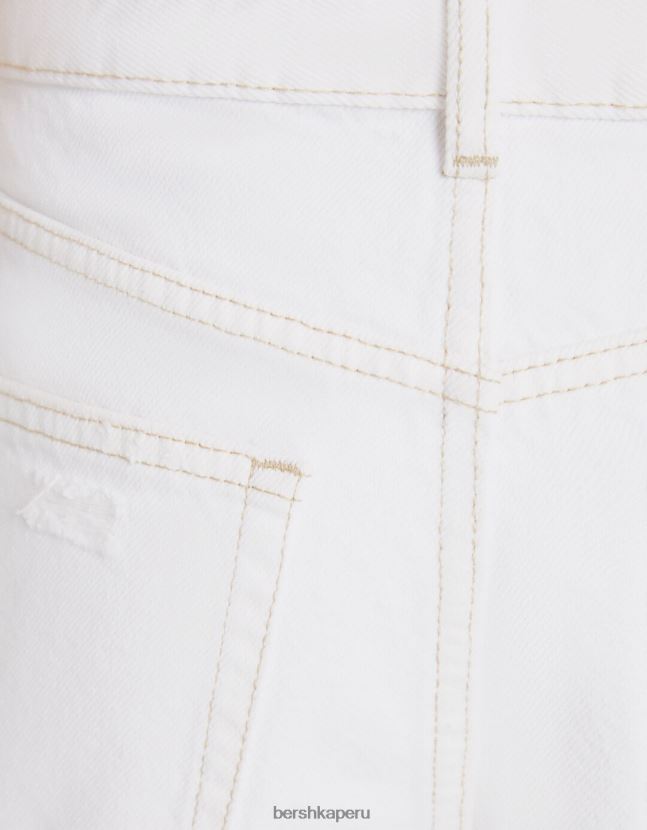blanco Bershka unisexo shorts de mezclilla rotos vintage 806J6B4054