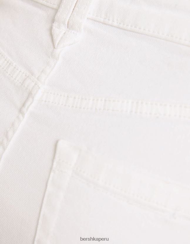 blanco Bershka unisexo shorts de sarga confort con dobladillos vueltos 806J6B4027